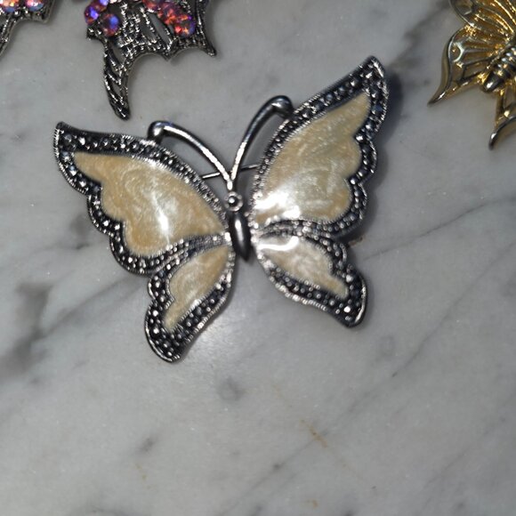 Vintage Style Butterfly Brooch Lot Rhinestone Enamel Pins Jewelry Collection (6) - Picture 7 of 8